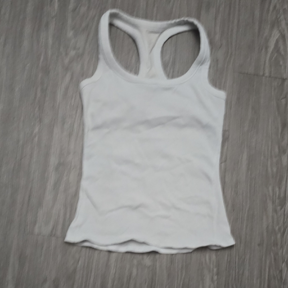 Alo Yoga White Ribbed Tank Bra With Cups M